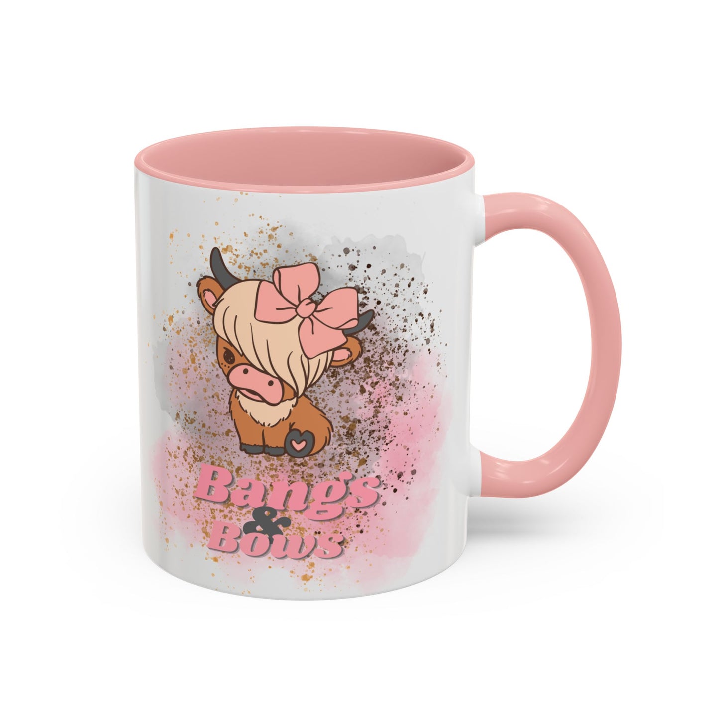 Bangs & Bows Coffee Mug - Cute Cow Design for Animal Lovers