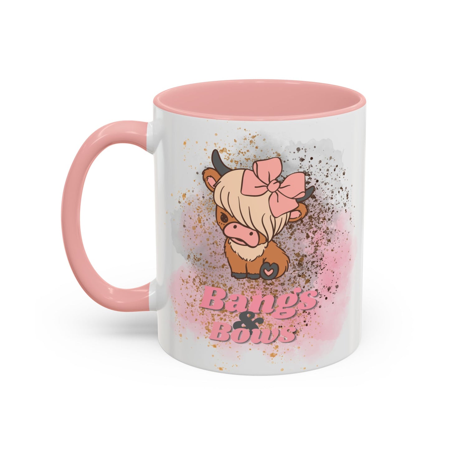 Bangs & Bows Coffee Mug - Cute Cow Design for Animal Lovers