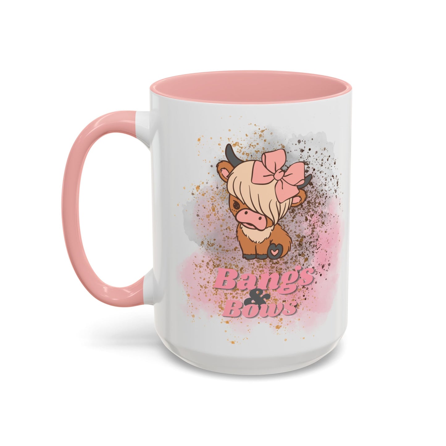 Bangs & Bows Coffee Mug - Cute Cow Design for Animal Lovers