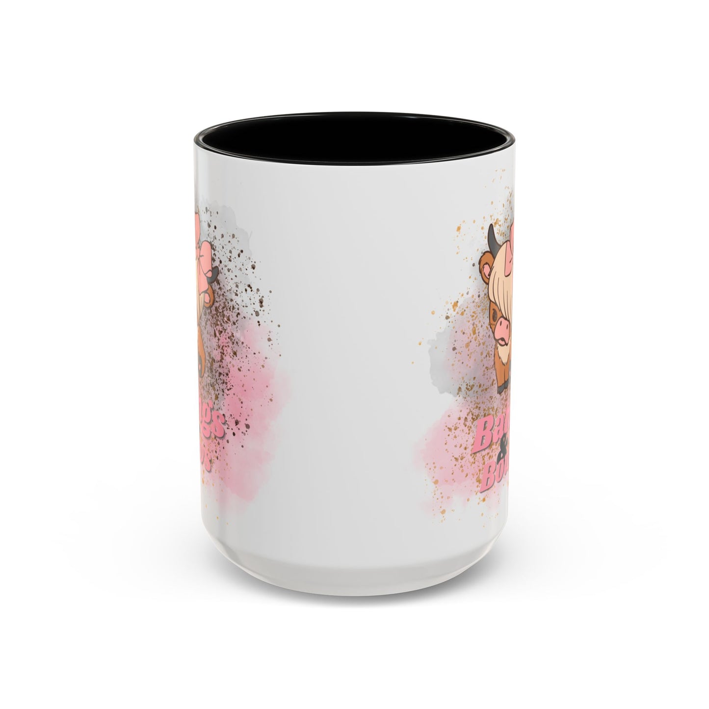 Bangs & Bows Coffee Mug - Cute Cow Design for Animal Lovers