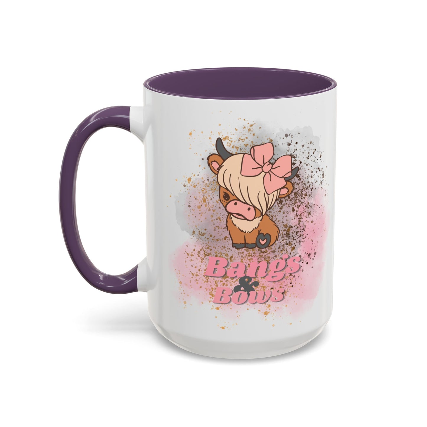 Bangs & Bows Coffee Mug - Cute Cow Design for Animal Lovers
