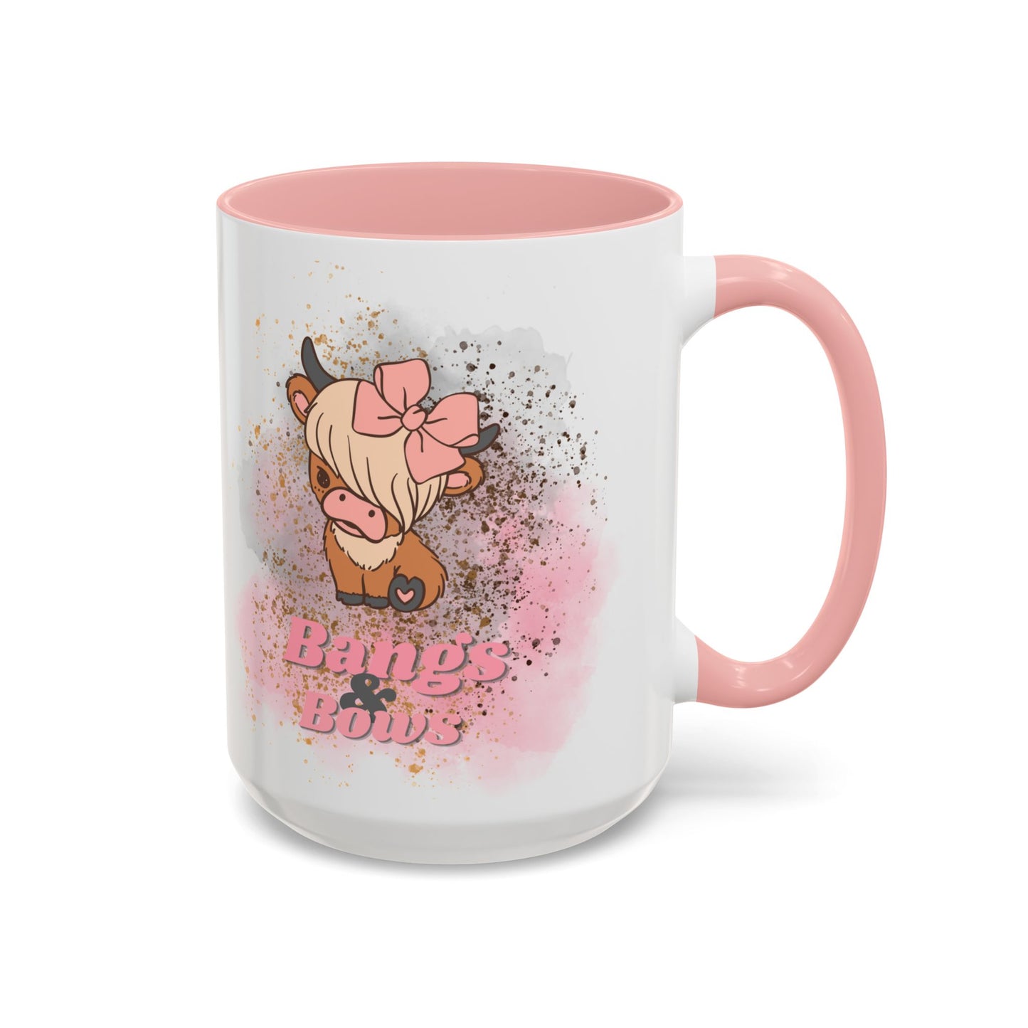 Bangs & Bows Coffee Mug - Cute Cow Design for Animal Lovers