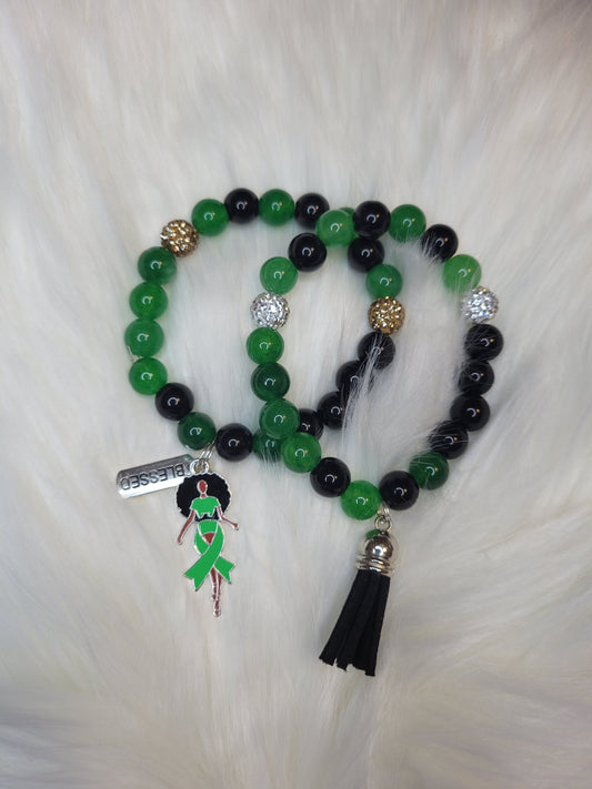 Green and Black Mental Health bracelet