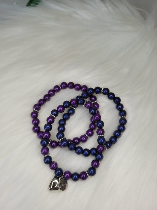 Dark blue and purple love bracelet
