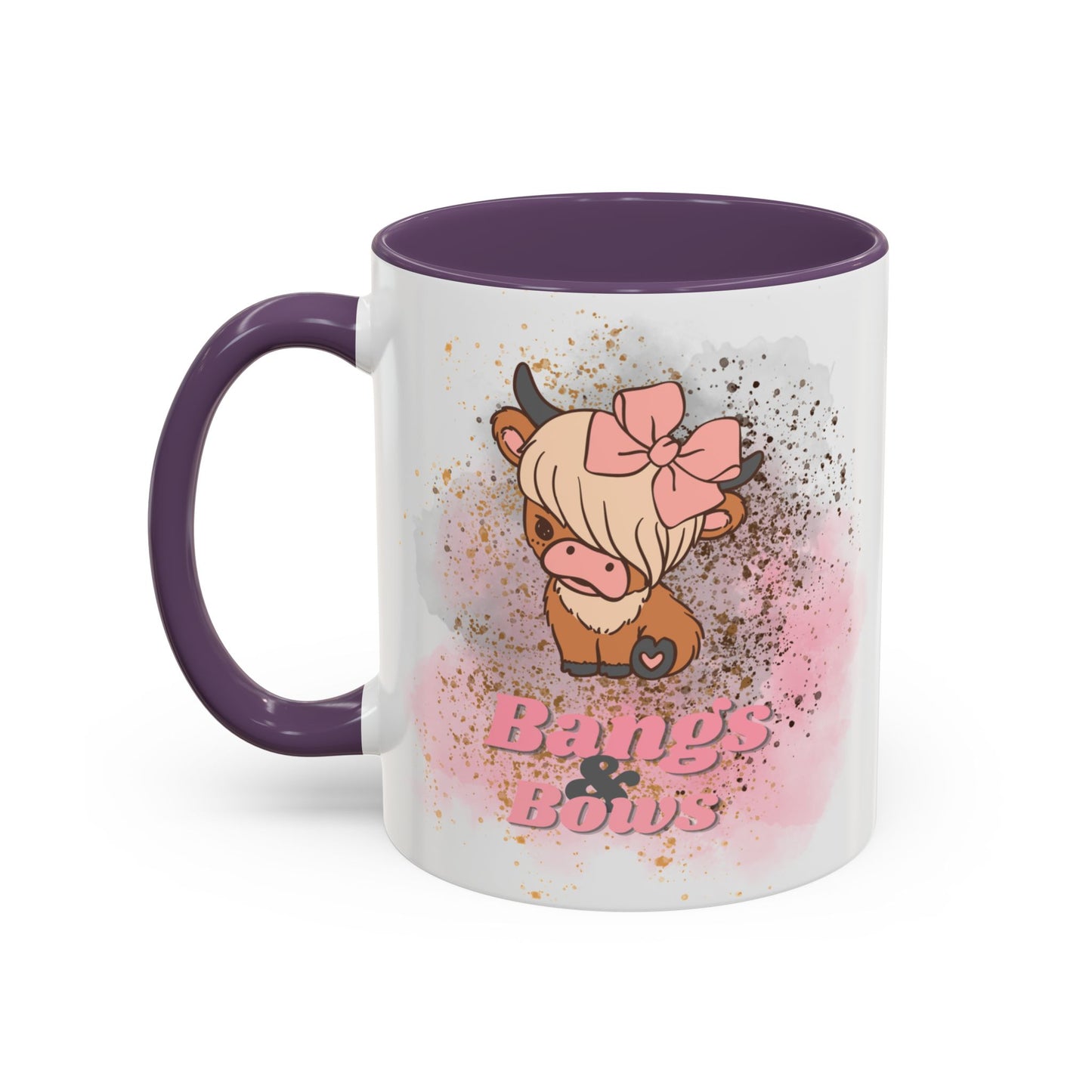 Bangs & Bows Coffee Mug - Cute Cow Design for Animal Lovers