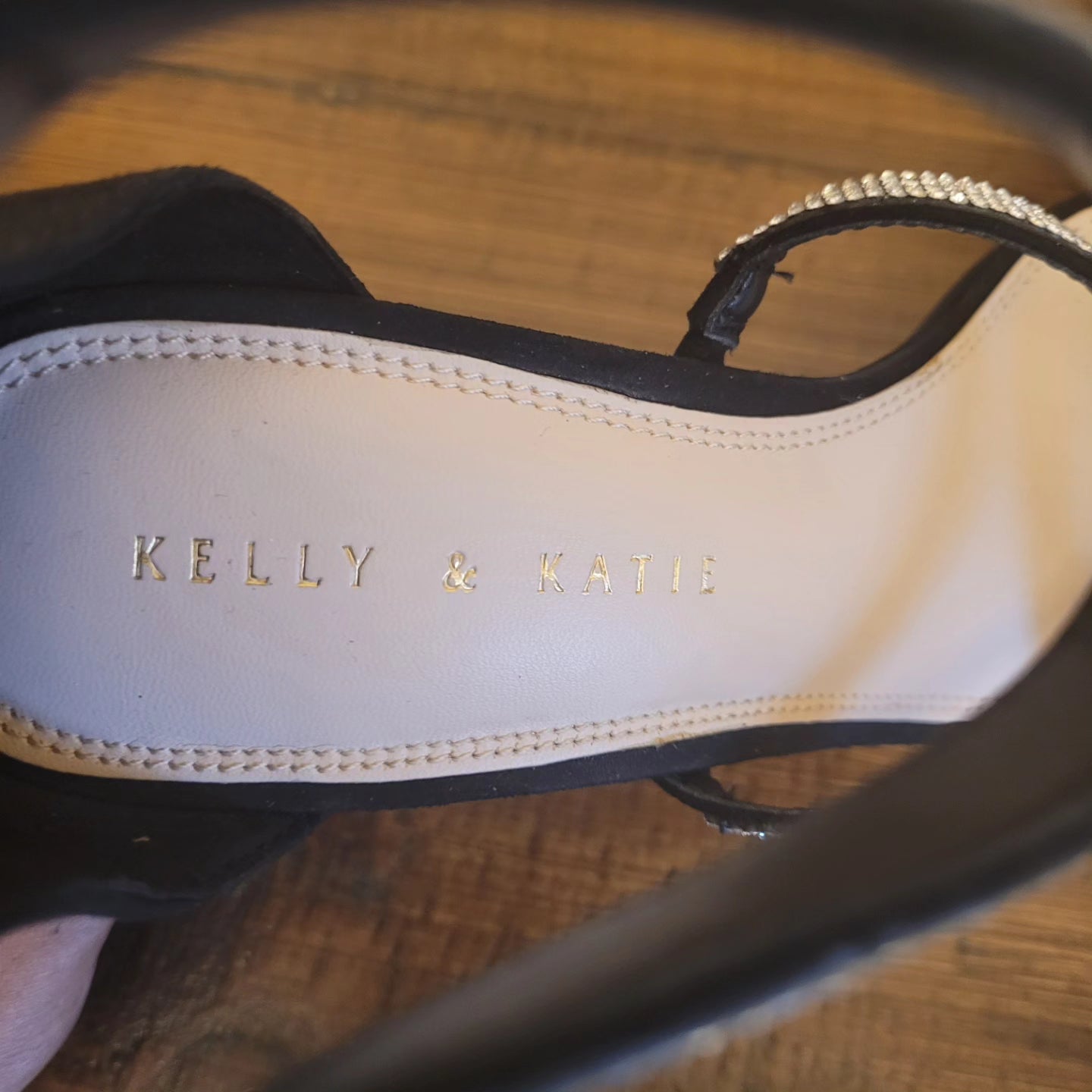 Kelly and Katie black heels with silver rhinestones