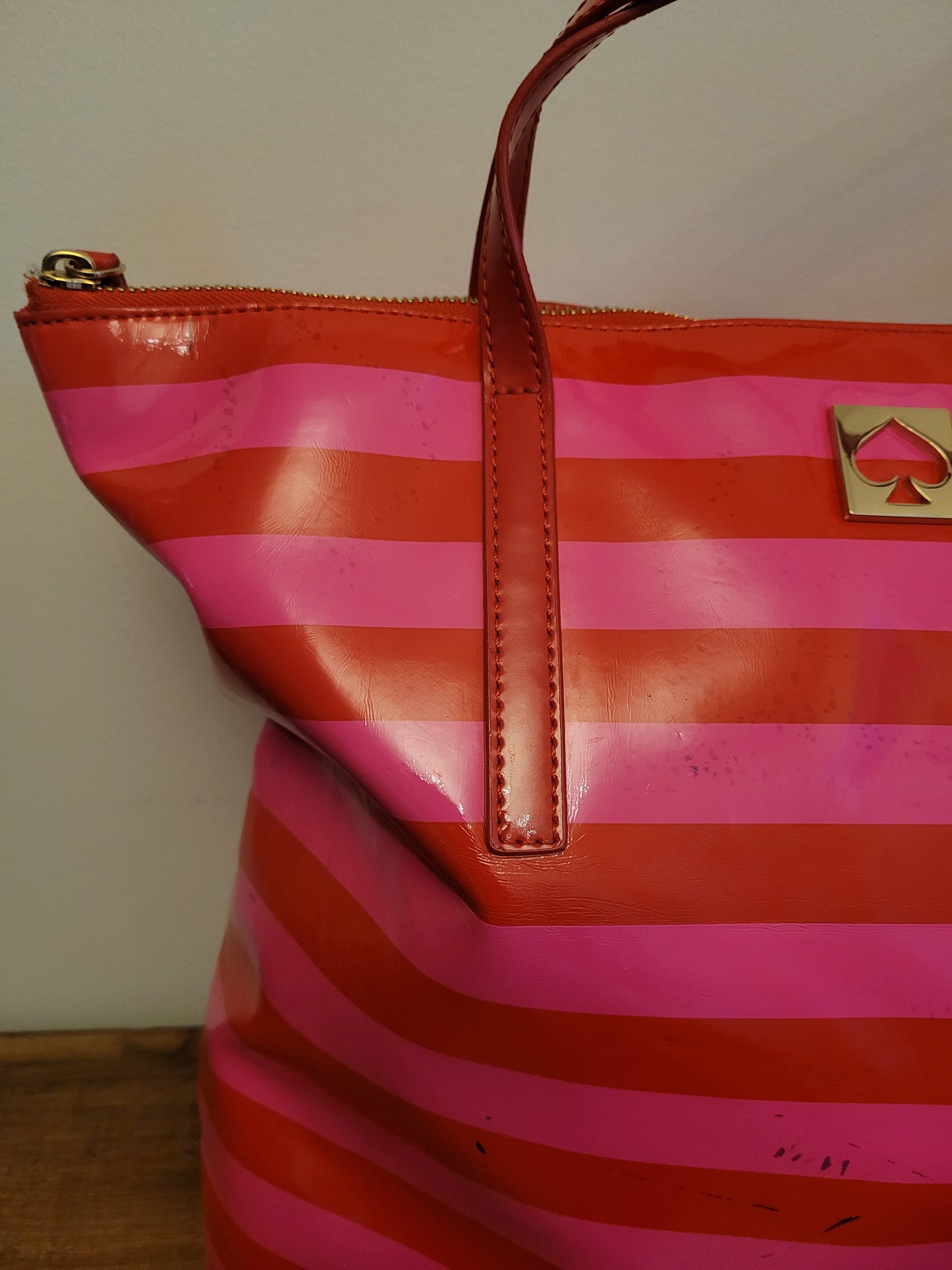 Kate Spade orange and pink striped tote bag