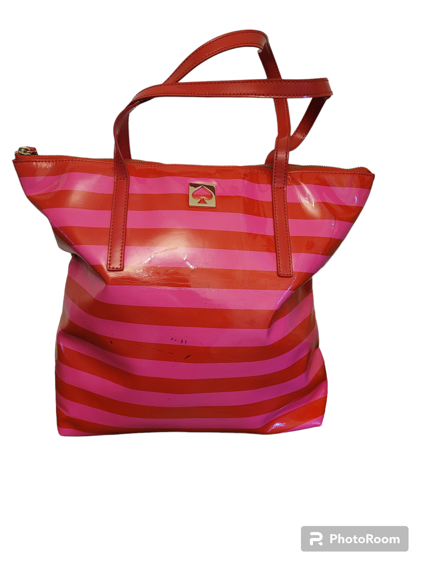 Kate Spade orange and pink striped tote bag
