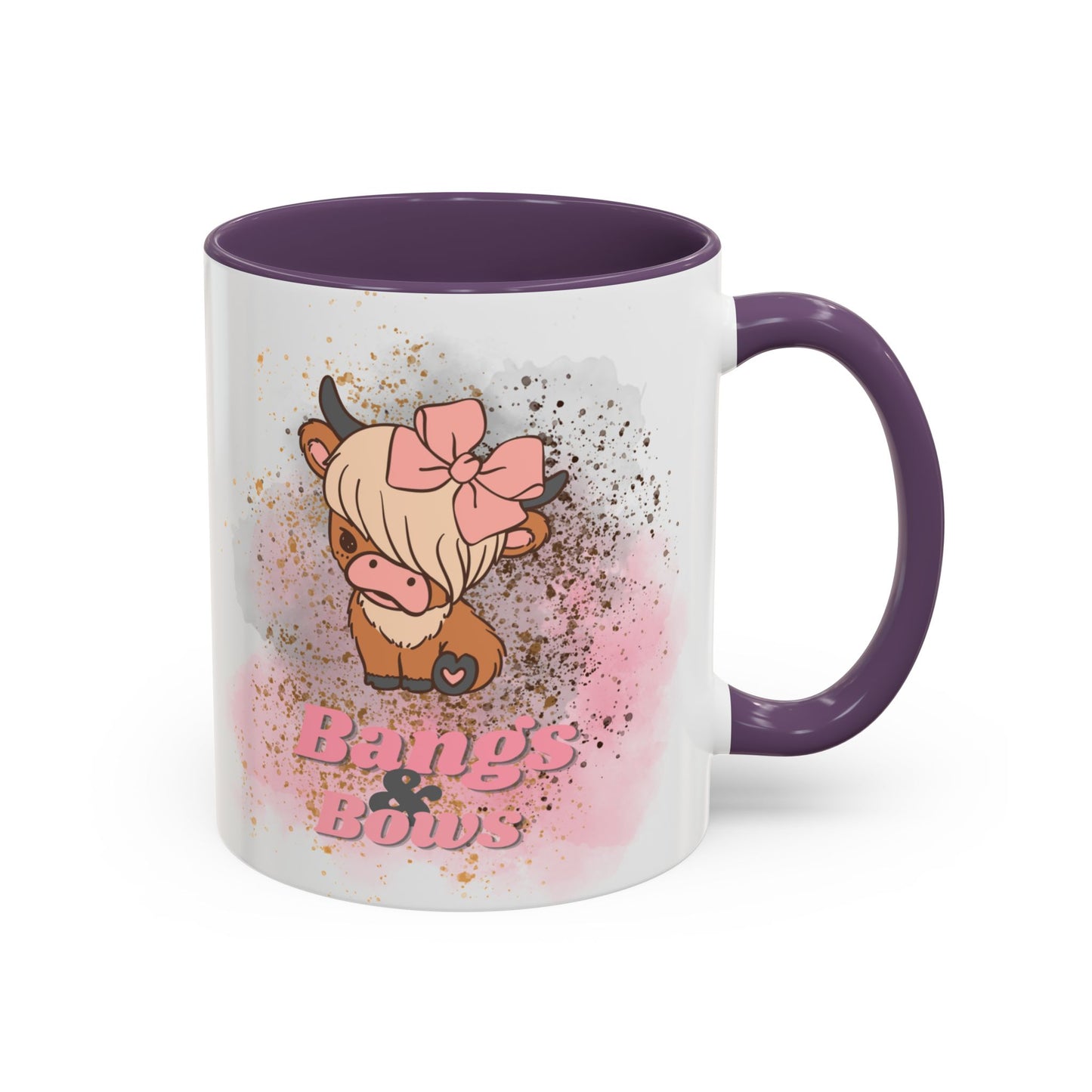 Bangs & Bows Coffee Mug - Cute Cow Design for Animal Lovers