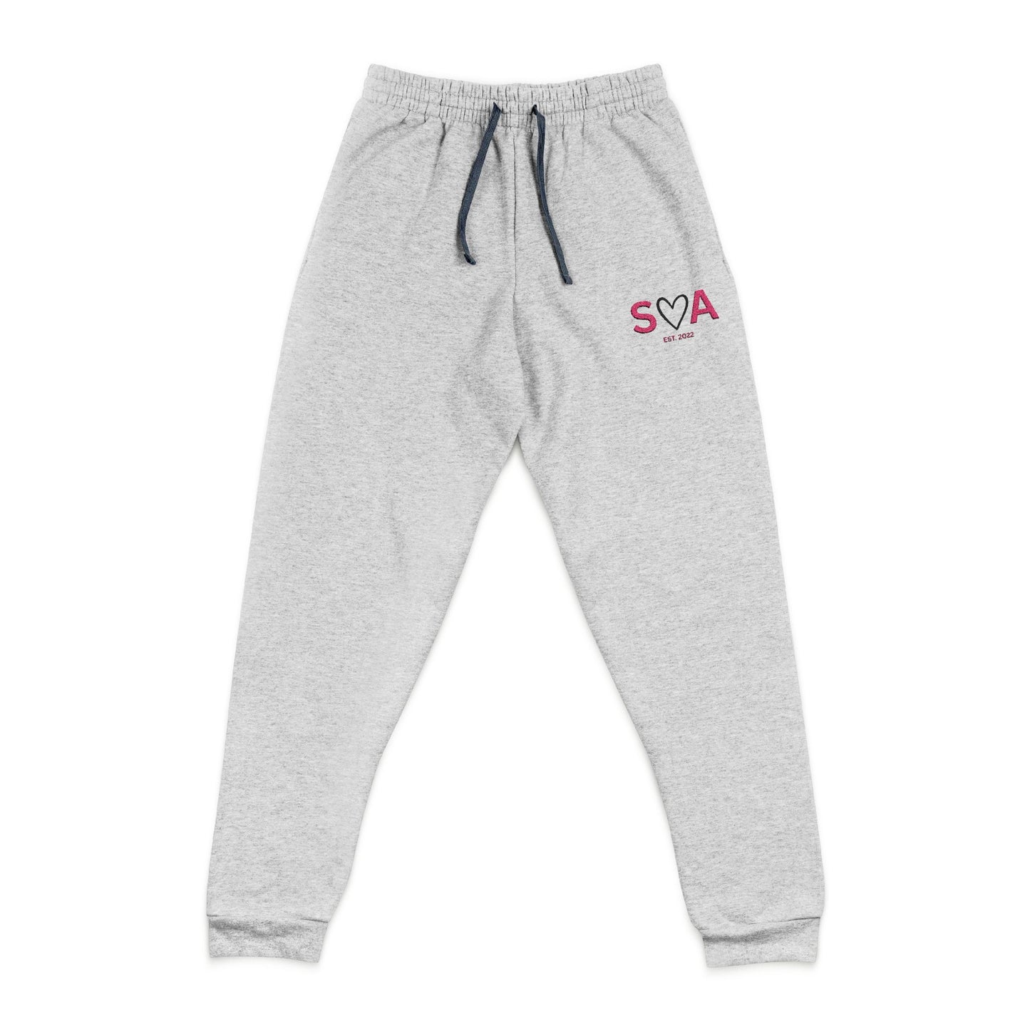 Embroidered 'SVA' Heart Joggers — Cozy Casual Sweatpants