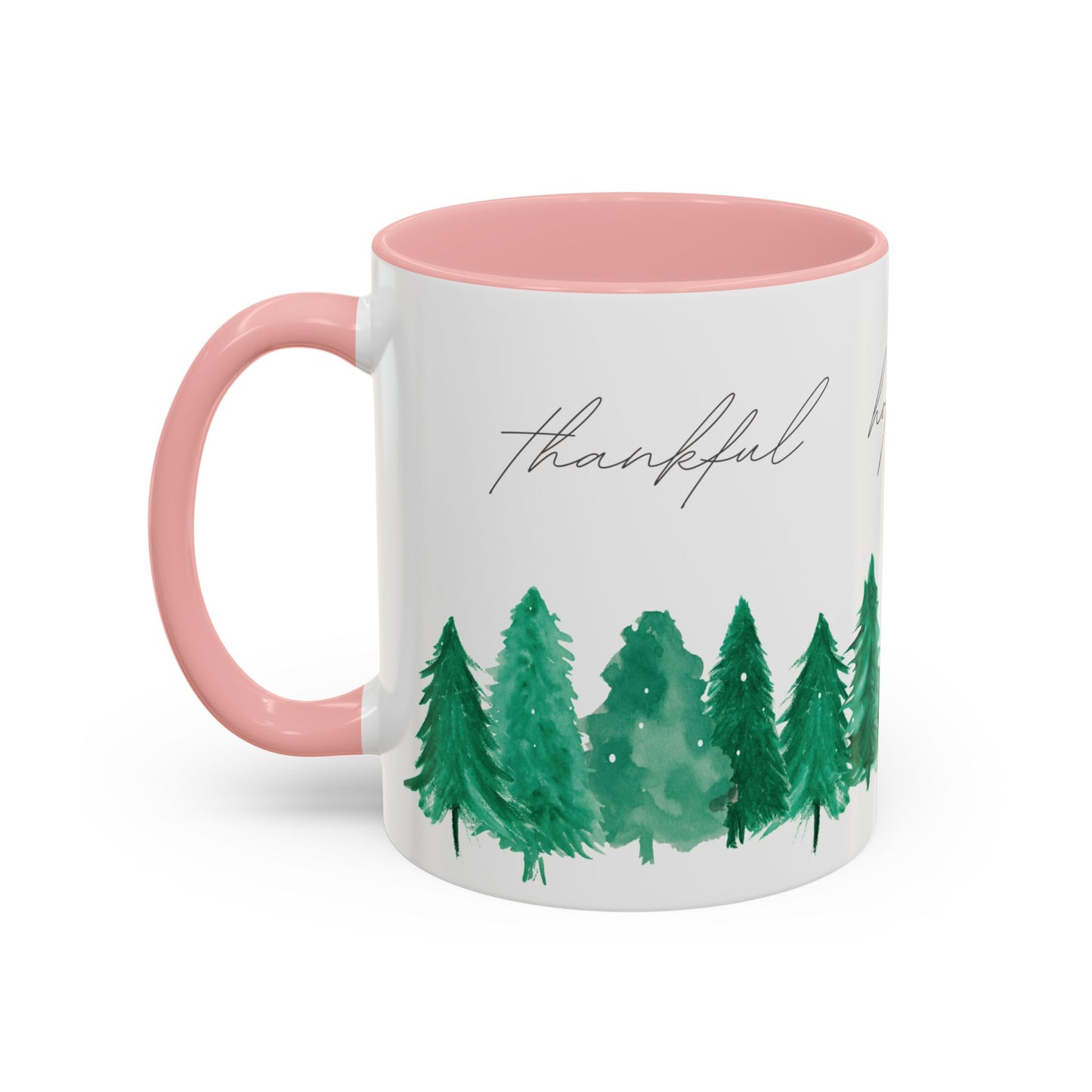 Joyful Evergreen Coffee Mug — Holiday Tree Watercolor Accent Mug (11/15oz)