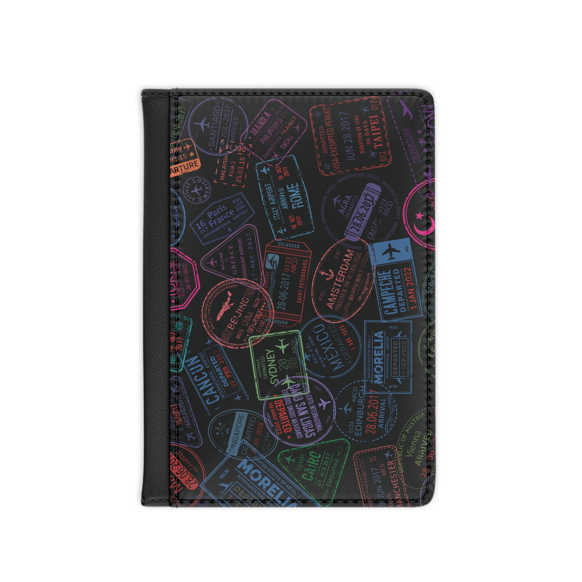 Stamped Passport Cover — Colorful Travel Visa & Stamp Design, Travel Accessory Gift