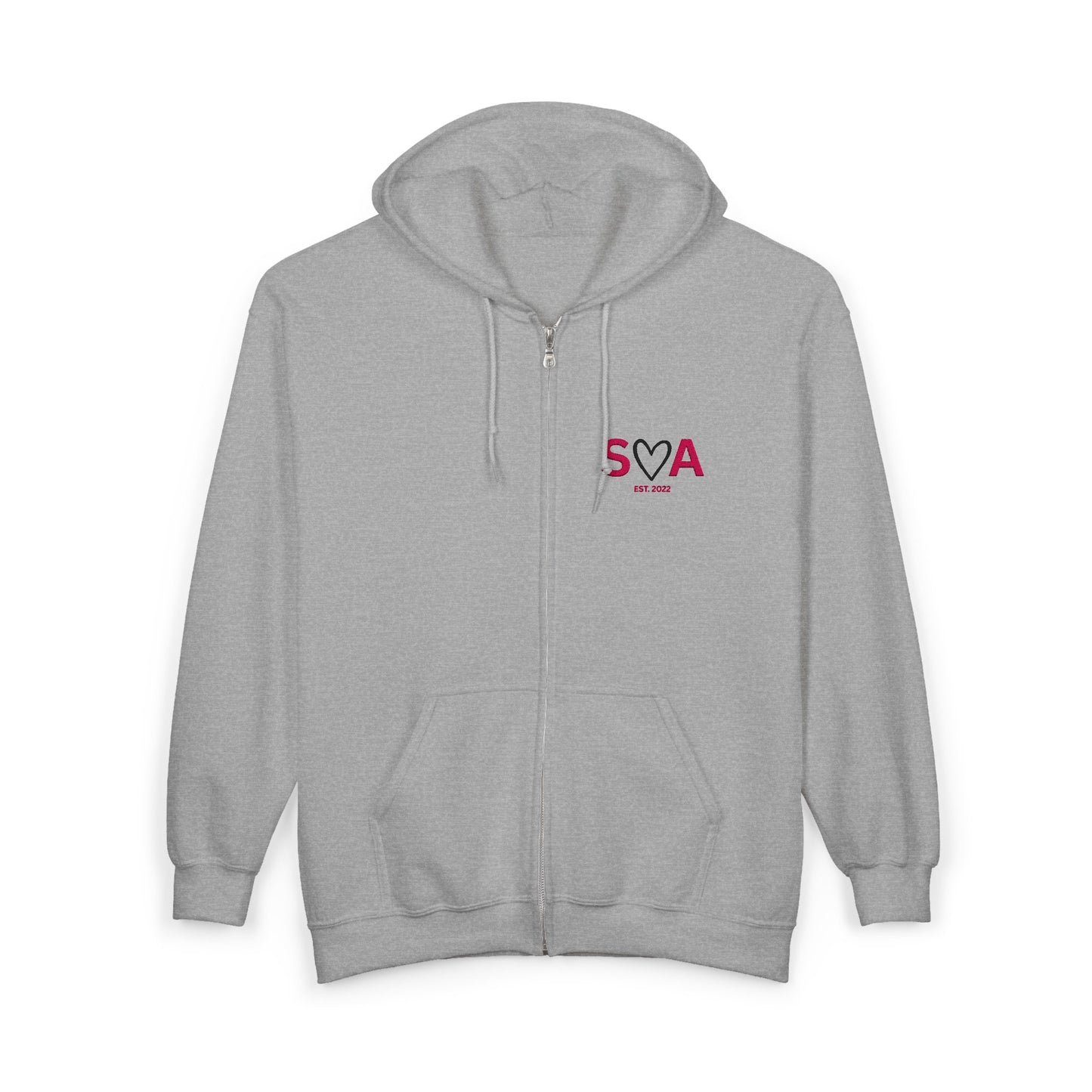 SVA Heart Logo Zip Hoodie — School Spirit Full‑Zip Sweatshirt