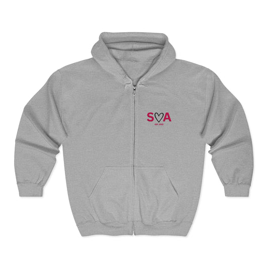 SVA Heart Logo Zip Hoodie — School Spirit Full‑Zip Sweatshirt