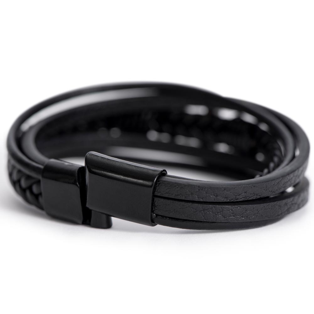 Men's Braided Cross Leather Bracelet